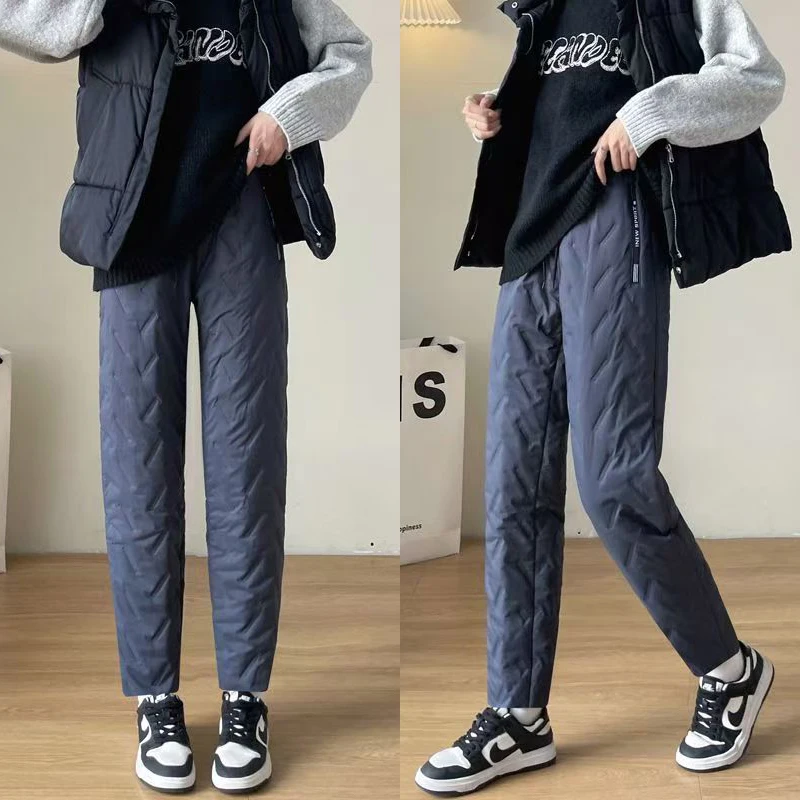 Outdoor Women's Plush Thick Fleece Lined Sweatpants Straight-leg Waterproof Pants Windproof Outerwear Thermal Casual Pants