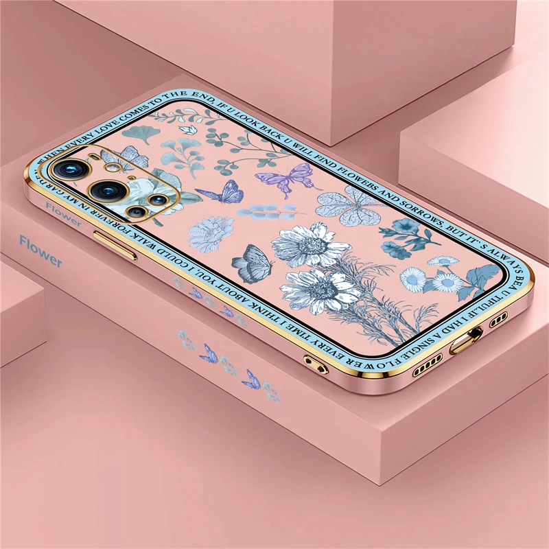 Luxurious Silicone Case with Plated Floral Design