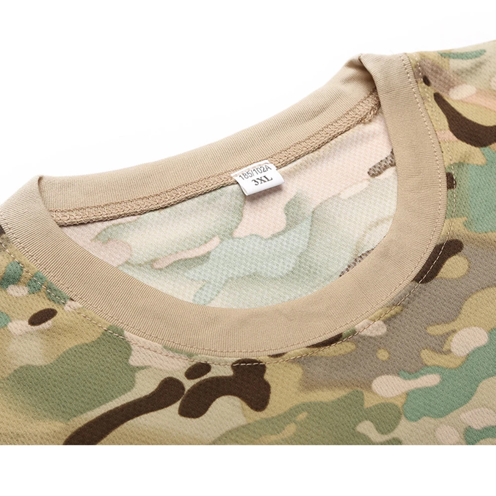 Outdoor Sports Men T-Shirts Camouflage Quick Dry O Neck Short Sleeve Tops Shirt Military Army Camo Hiking Hunting T Shirt
