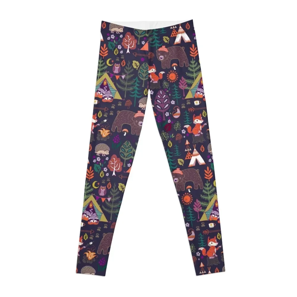 

Woodland Animals Campout Leggings gym clothing legging gym Womens Leggings