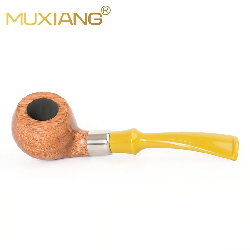 MUXIANG Solid wood tobacco pipe 9mm pipe channel classic prince type colorful mouth father's day gift smoking