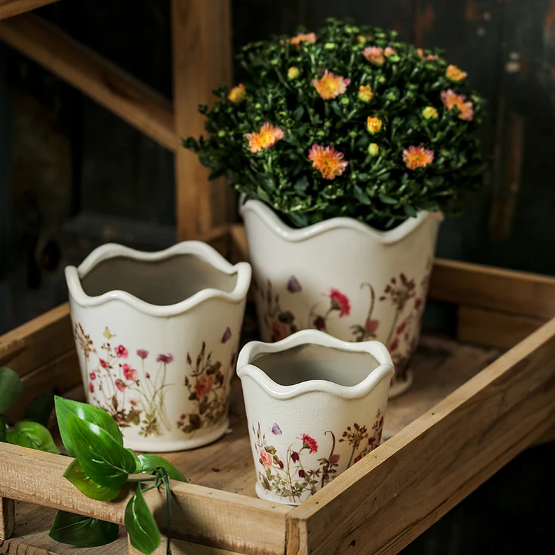

Vase Ceramic HomeLiving Room Exquisite Light Luxury High-Grade Creative NordicStyle French Desktop Decoration with Drainage Hole