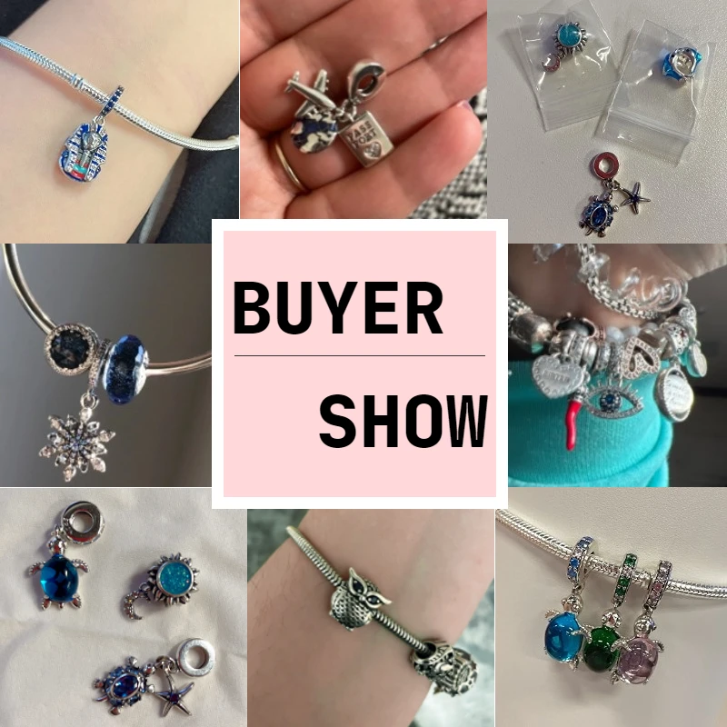 925 Sterling Silver Firefly Evil Eye Hot Air Balloon Blue Charms Fit Pandora Original Bracelet DIY charm jewelry