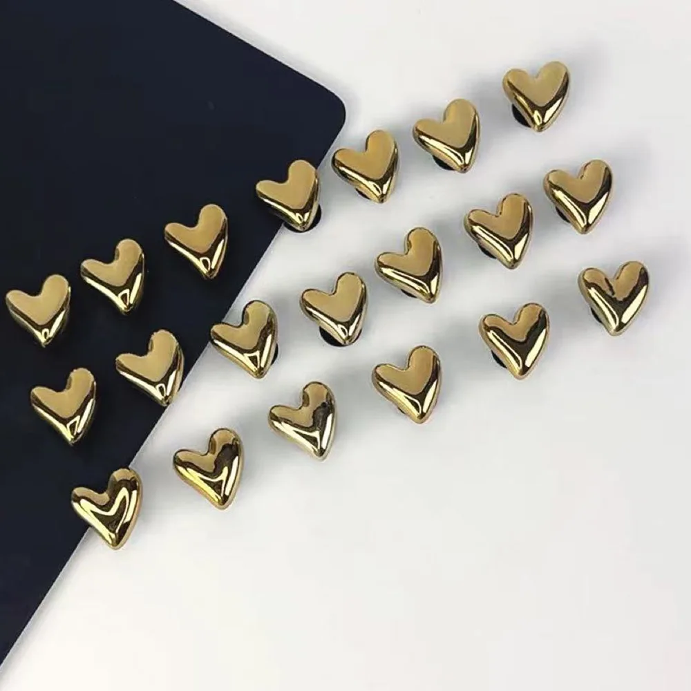 10/20PCS Schuh Charms Set Gold Silber Galvani Herzförmige Design Schuh Decora Schnalle für Sandalen Clogs DIY Zubehör Geschenk – Detail 11