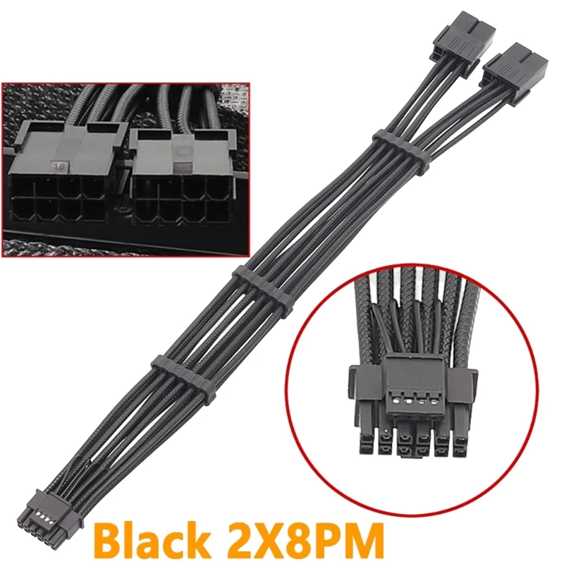 16AWG for RTX40 Series Graphics Cards 2x 8Pin Female to 12VHPWR PCIE 5.0 16Pin ATX3.0 Modular Cable 30cm