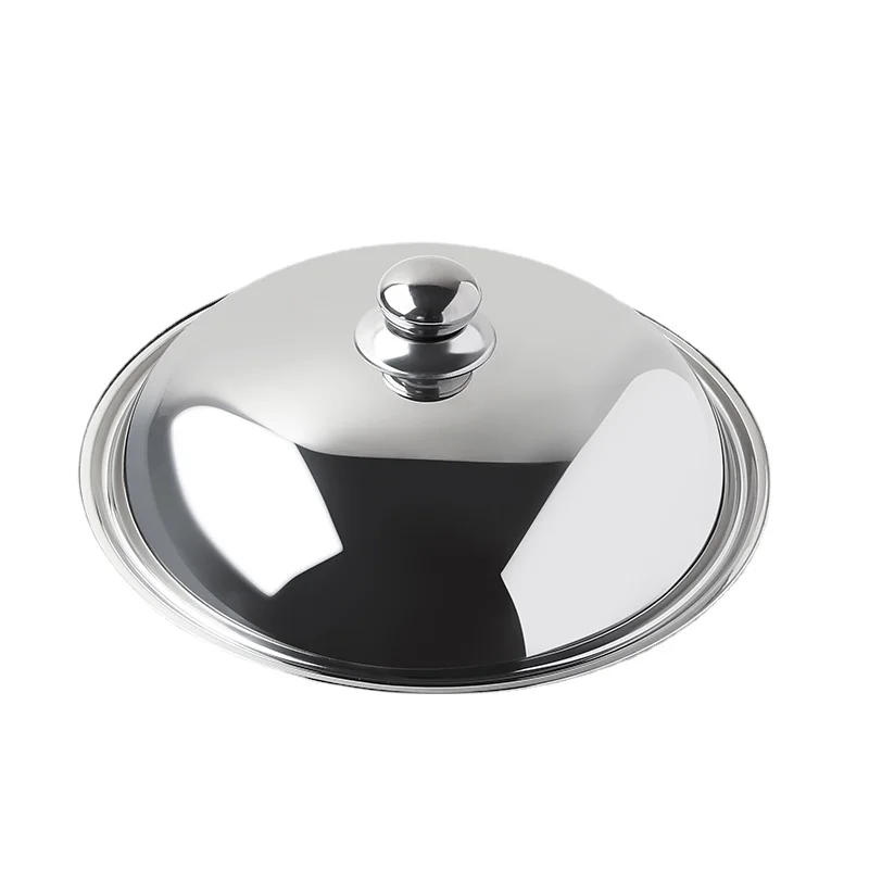 Stainless Steel Old Iron Pot Cover, Thickening Wok, Universal Pot Cover, Kitchen Tools with a Smooth Handle, Modern Household