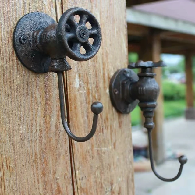Rustic vintage industrial cast iron hook, wall hooks for garden, home,  vintage, european decoration
