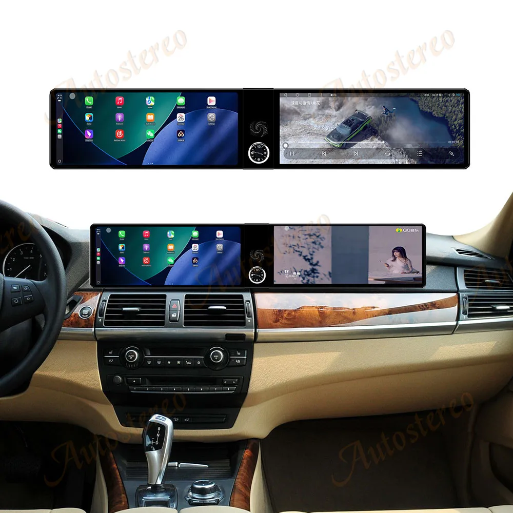 Dual Screen Android14 Car Radio Carplay Screen For BMW X5 E70 X6 E71 X6M X5M 200