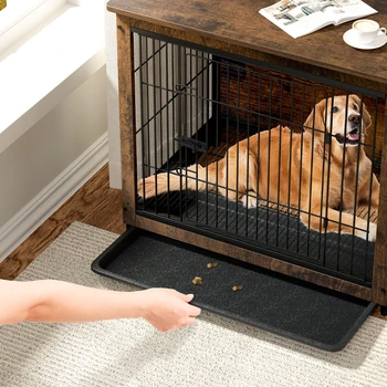 Spacious Dog Cage Furniture End Table Pet Kennel Crate Indoor Wooden Furniture Brown Medium and Large Animal Cage 4