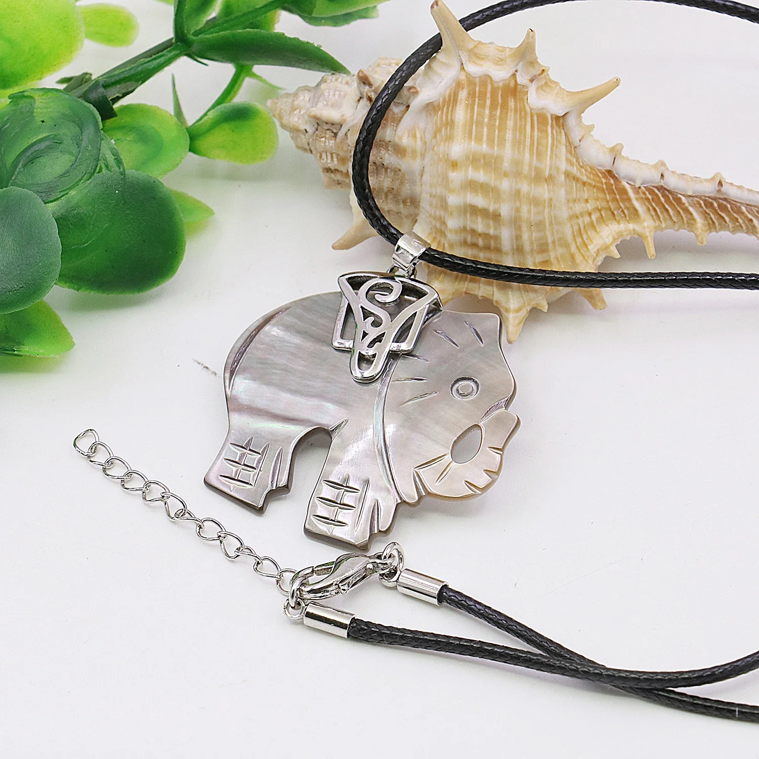 56x35mm Natural Shell Pendant,Elephant Shape Lucky Necklace/Pendant,Jewelry Making/Design,Unisex Gift,Personalized Pendant