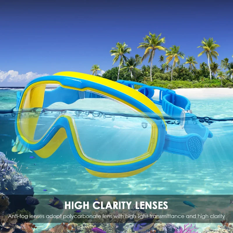 HD Wide View Kids' Swimming Goggles Waterproof Anti-Fog Big Frame Design for Boys & Girls Ideal for Swimming Pool Beach