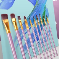 Professional Paint Brush Set - 10 Synthetic Nylon Brushes for Acrylic, Oil and Watercolor Painting 1