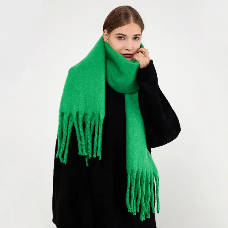 New Women Thick Wraps Scarf Winter Warm Fashion Solid Color Pashmina Scarves Long Tassel Hijab Stola Bufanda Mujer_voghion.com
