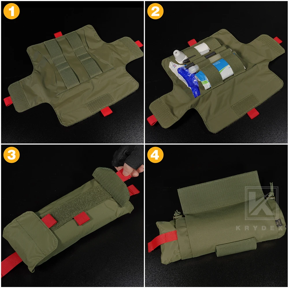 KRYDEX Tactical Trauma Pouch Roll Up IFAK First Aid Kit EDC Medical Rapid Belt Bag Airsoft Hunting Vest Plate Carrier Gear 4
