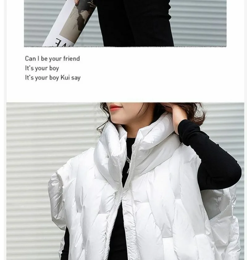 Women's Winter Down Cotton Vest Jacket 2025 Sleeveless Stand-up Collar Ladies Waistcoat Coat Fashion Casual Lady Outwear