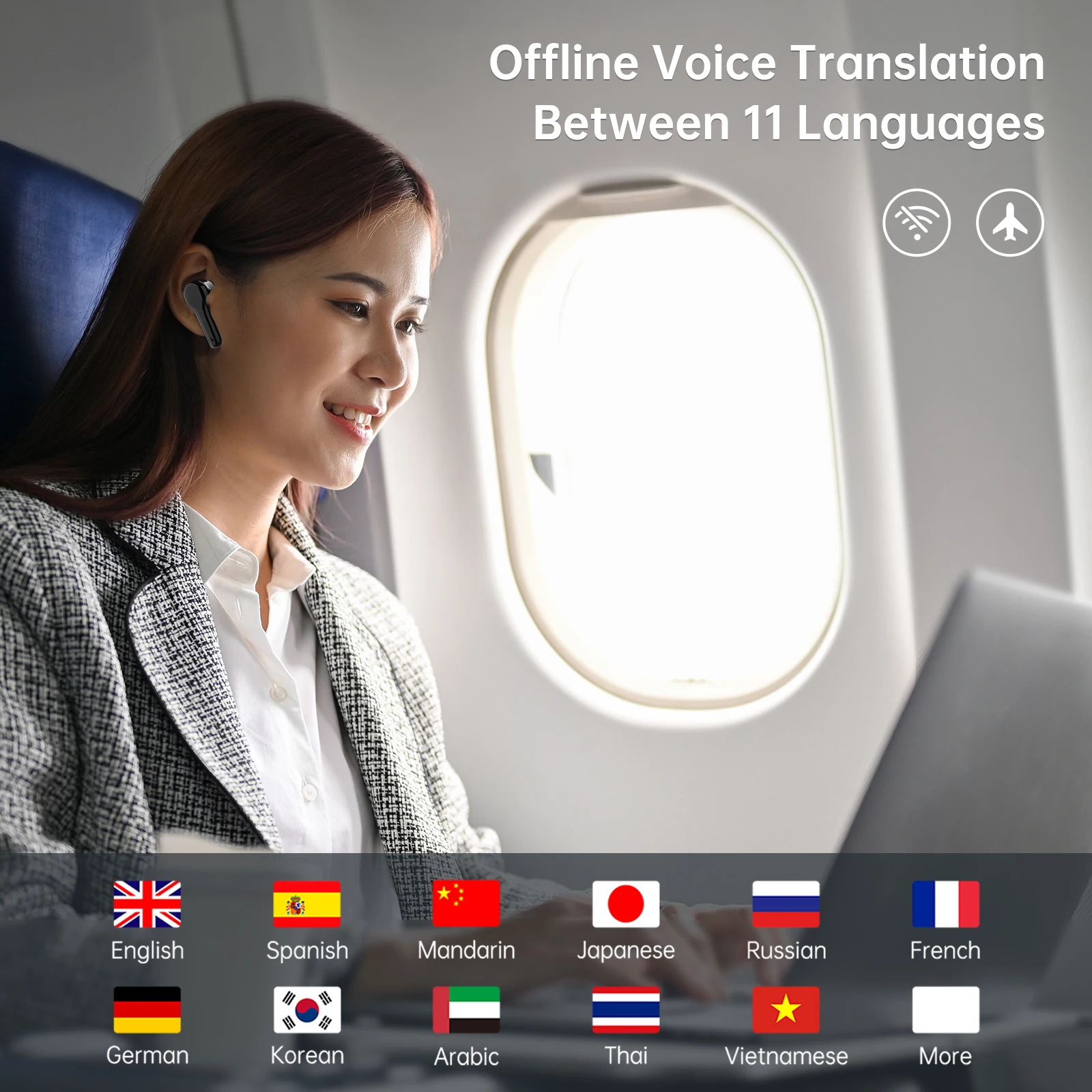 Wooask M6 Translator Earbuds Real Time Translator Device 144 Languages Online With 11 Offline Pack 98% Accuracy for Travel translator earbuds translator earphones