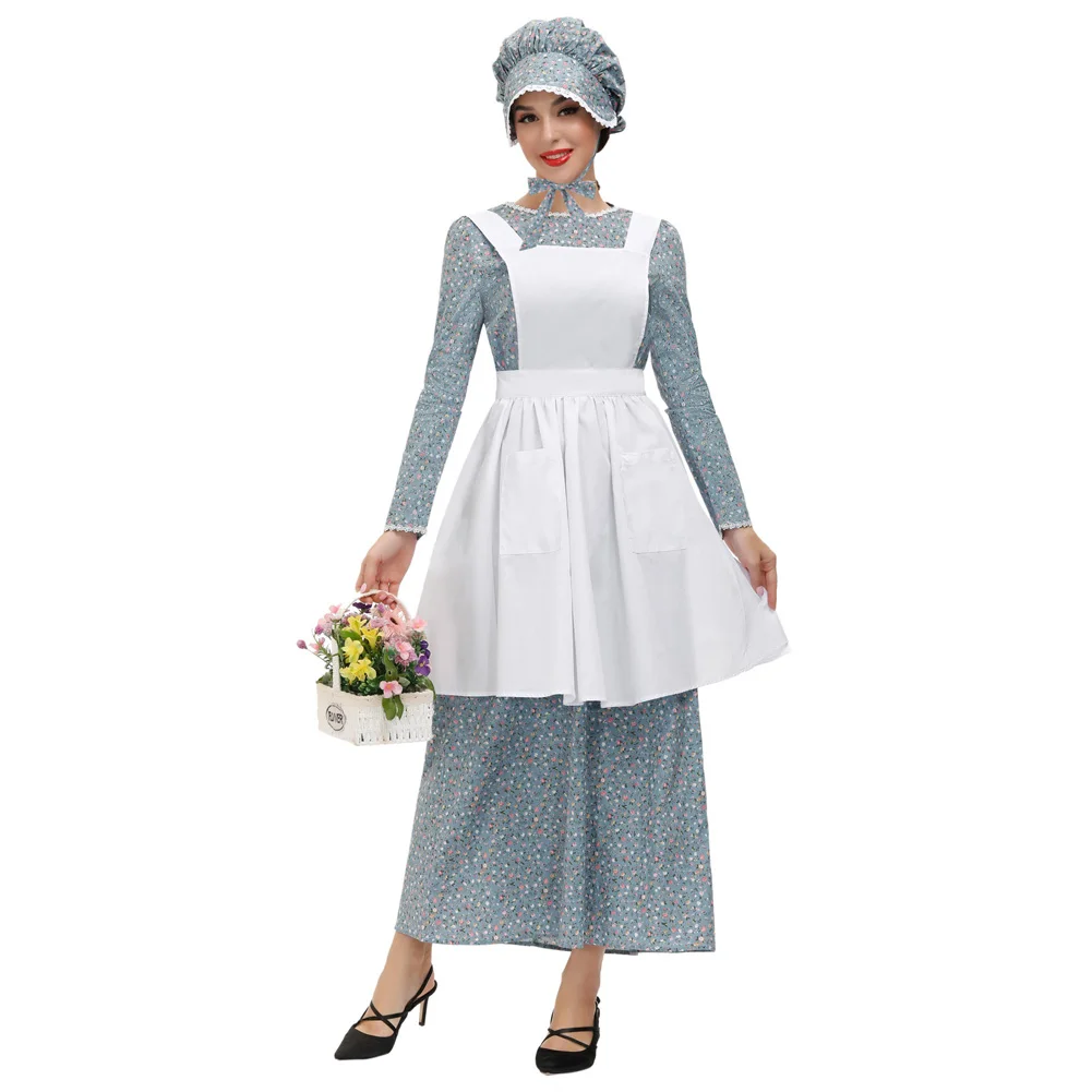 Womens Girls American Pioneer Costume Dress Historical Modest Prairie  Colonial Floral Dresses - Cosplay Costumes - AliExpress