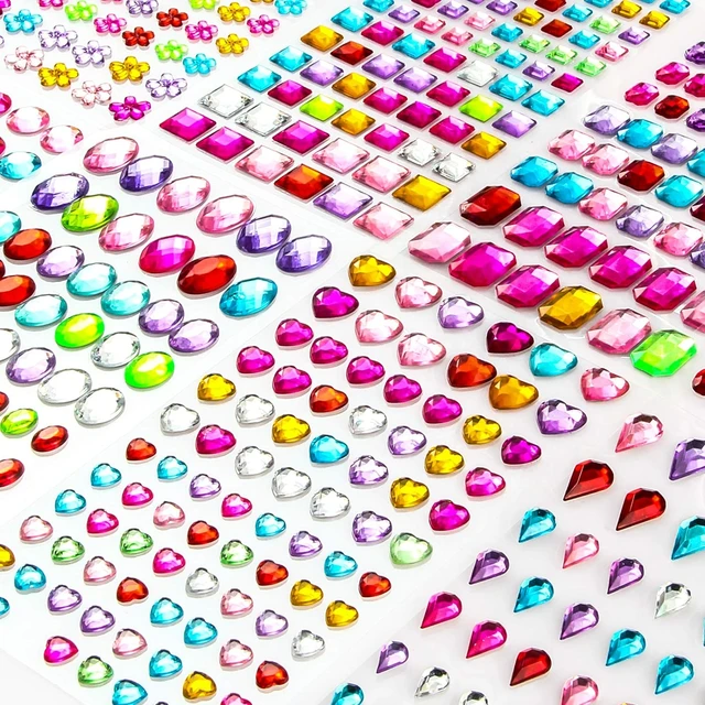 Gem Sticker Rhinestone Acrylic Self Adhesive Crystal 3D Gem