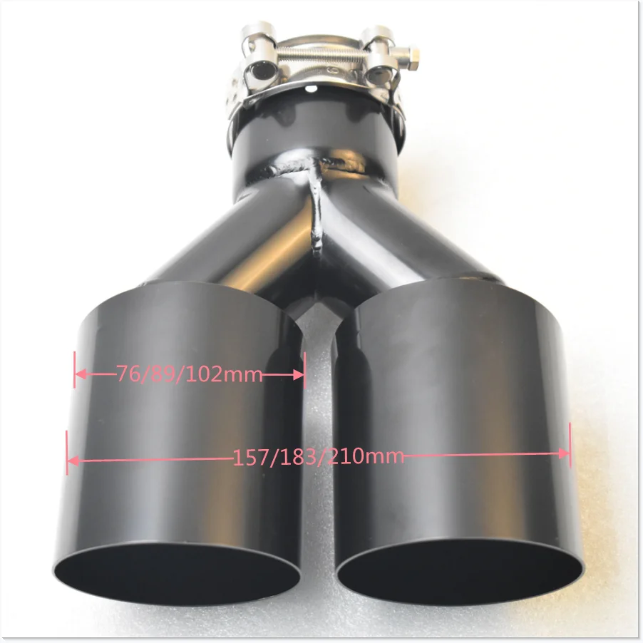 304 stainless steel automotive exhaust muffler tip universal import dual rear exhaust tailpipe electrophoresis black outlet