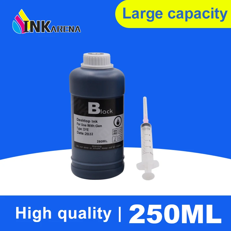 250Ml/Bottle Black Universal Dye Ink Per Hp 21 22 Xl 121 122 655 678 862 711 932 933 934 935 951 970 Stampante Ciss Dye Ink Per Hp