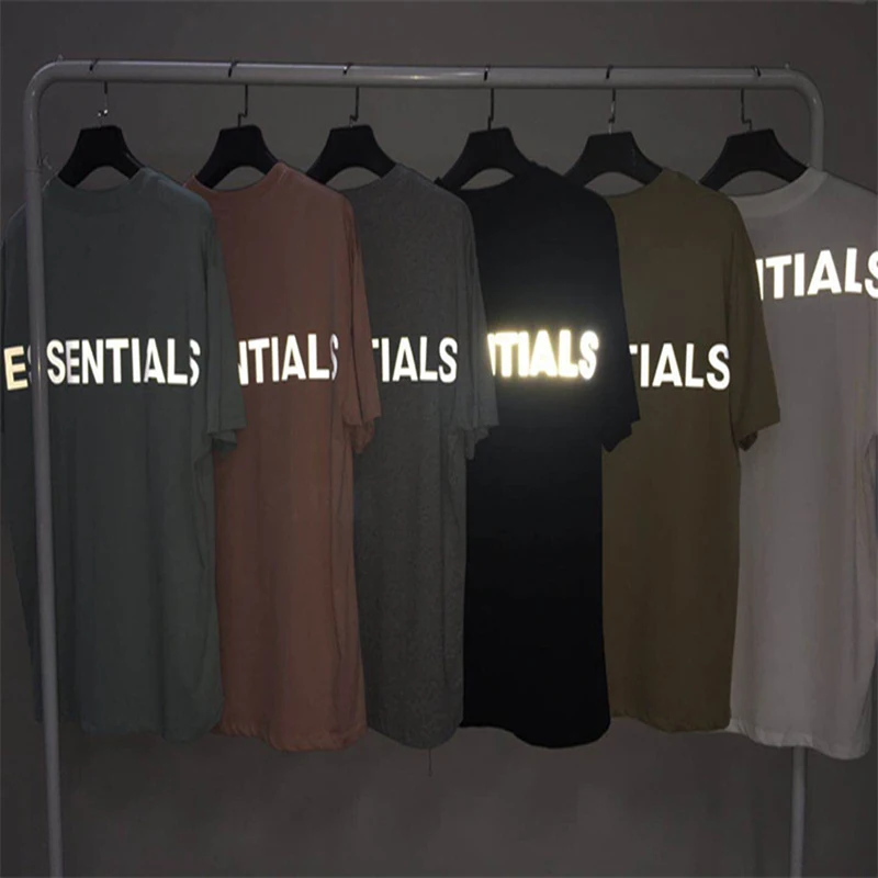 

New Reflective LOGO Essentials T-Shirts Men Women Classic Print Letters High Quality Oversize Short Sleeve Top Tee GYM