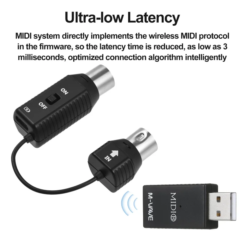 MIDI Wireless Adapter M-VAVE MS1 Mini Wireless Transmission System MIDI System MIDI Wireless Adapter Plu Play Support for Devices with Interface
