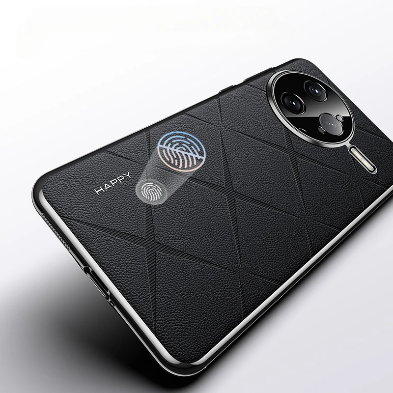 Luxury Leather Phone Case with Plating Camera Lens Protection