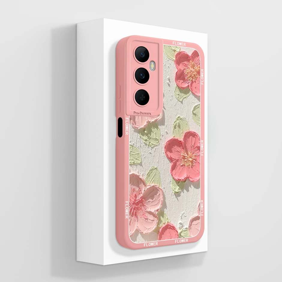Elegant Oil Painting Flower Silicone Soft Protective Phone Case