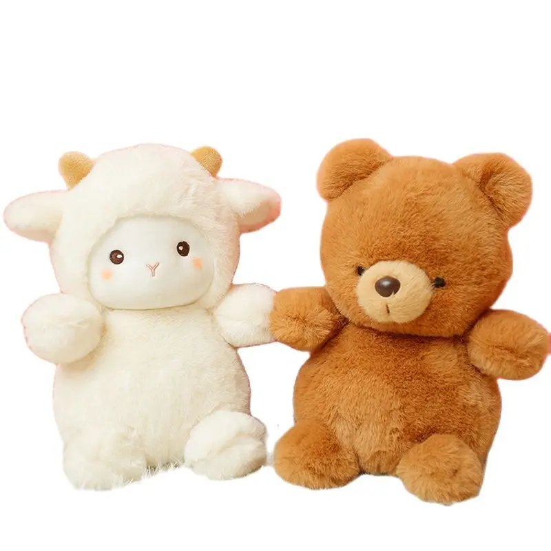 23cm Soft Elephant Lamb Cuddly Plushies Doll Stuffed Animals Long Plush Brown Bear Chick Baby Appease Doll Toys For Boy Girl