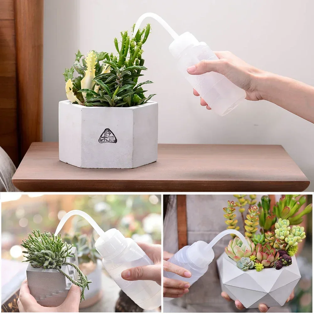 150-500ml Watering Can Succulent Watering Bottle Flower Squeeze Bottle with Scale Label Plastic Bend Mouth Safety Wash Bottle