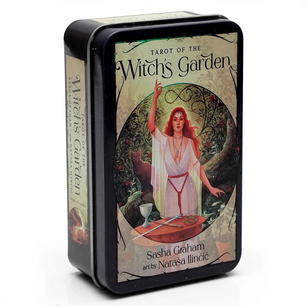 High Quality Tarot of The Witch's Garden Tarot in A Tin Metal Box Gold-plated Edge Tarot Cards for Divination Board Games 4