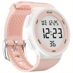 Women's Fashion Watch with High - Resolution LED Display and Waterproof Multi - Function Features (Light Pink)