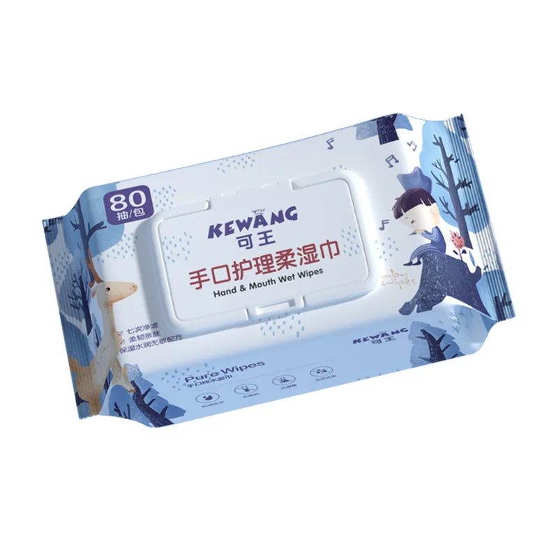80매입 일회용 손&입 물티슈 무알코올 무향 부직포 소재 클렌징 보습 어린이&성인용