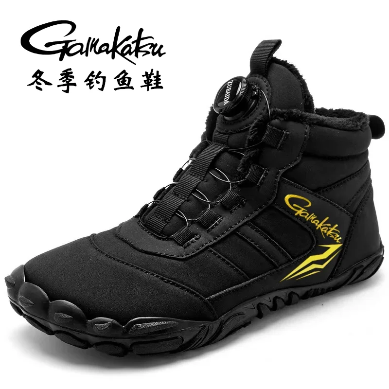 Men's Non-Slip Fleece Wading Shoes, Rubber Sole, Spiral Buckle, Waders, Snow, Warm, Winter, Size 40-46,