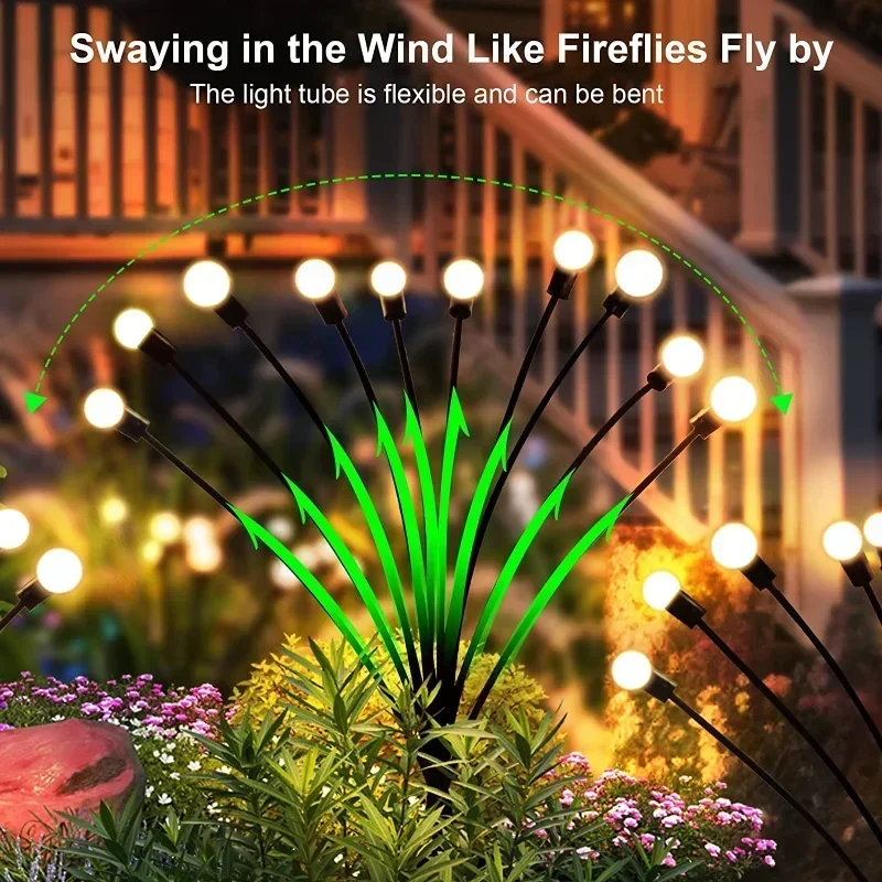 1/4/8/12Pack Outdoor LED Solar Lights Waterproof Starburst Firefly Lights Lawn Garden Lamp Path Landscape Decorative