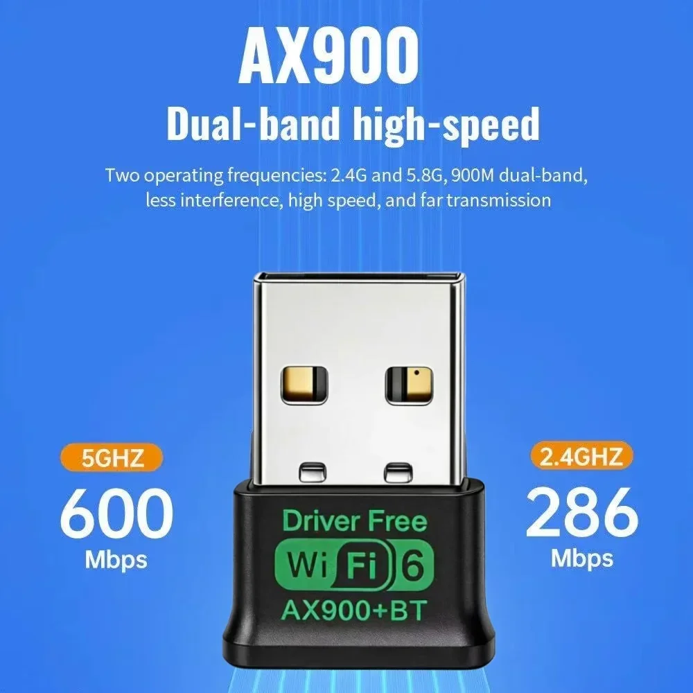 AX900 USB WiFi 6 블루투스 5.4 어댑터 2in1 동글 듀얼 밴드 2.4G & 5GHz USB 네트워크 무선 Wlan 수신기