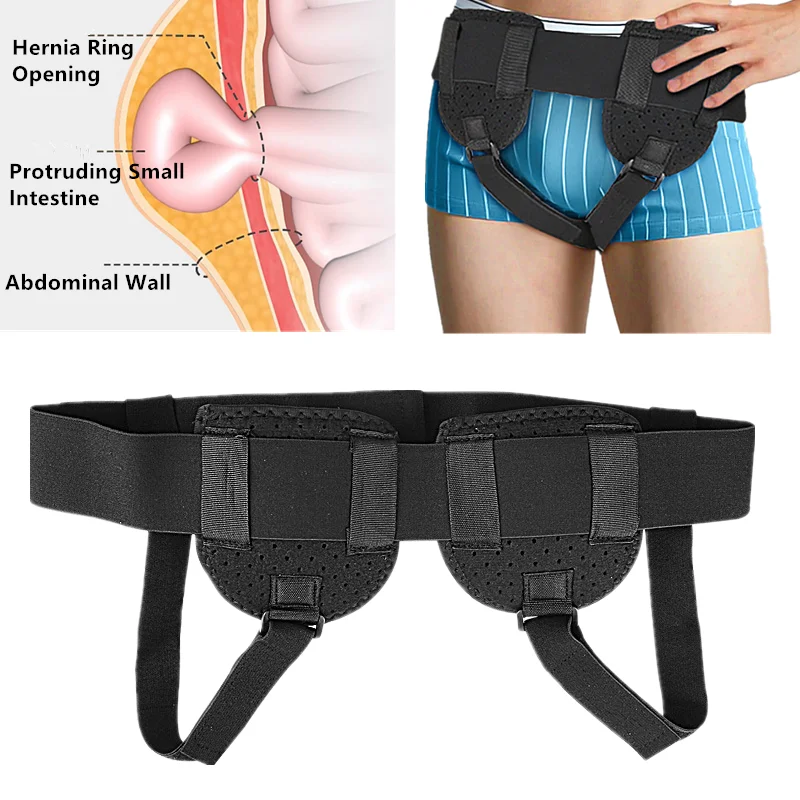 1PC Hernia Belt Groin Hernia Support For Men Woman Bilateral Sports Hernia Adjustable Waist Strap With Removable Compression Pad