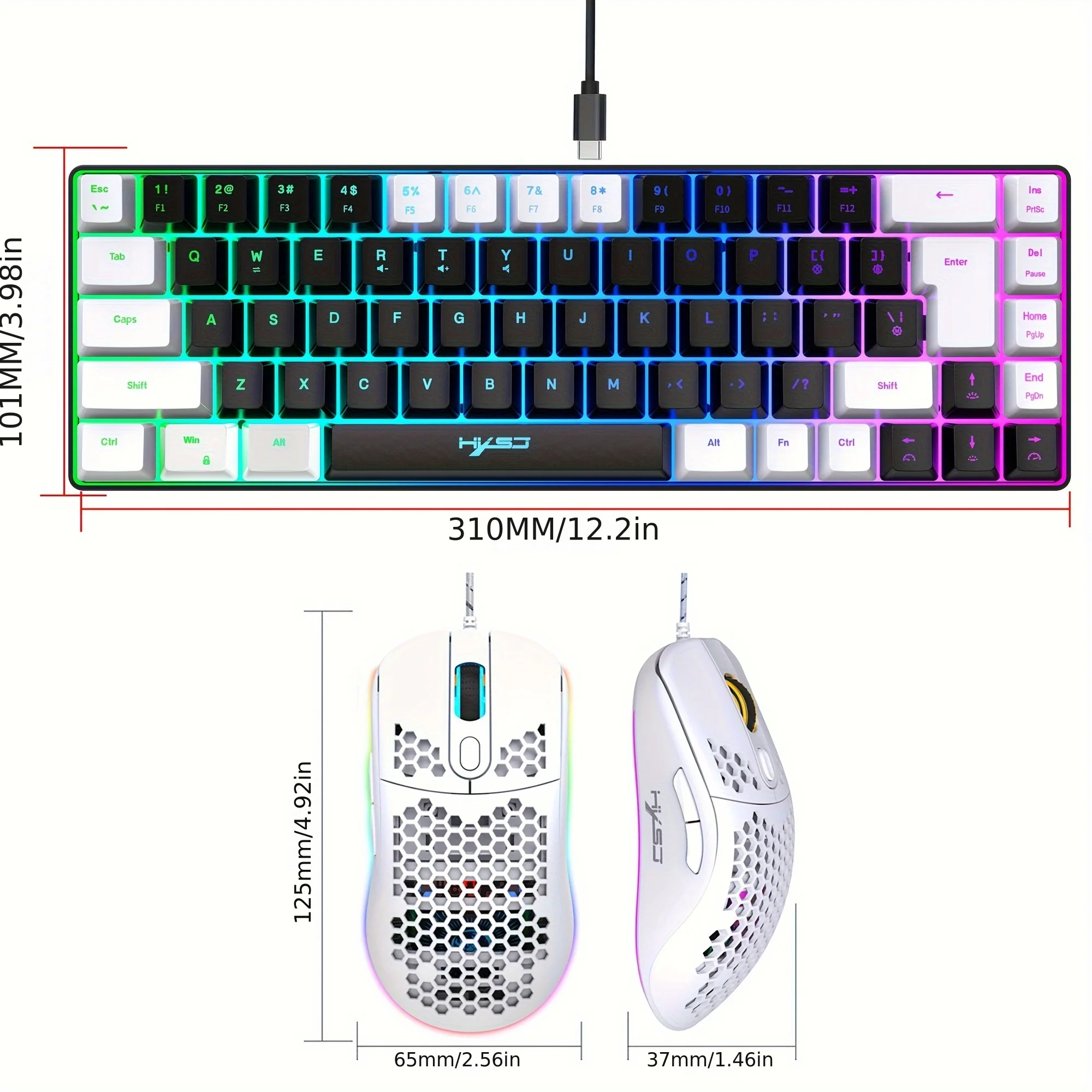 Unsharkable 키보드 및 마우스 세트, 88 키 RGB 실제 기계식 키보드, 컴퓨터 콘솔, 태블릿 노트북 게임, 기계식 느낌
