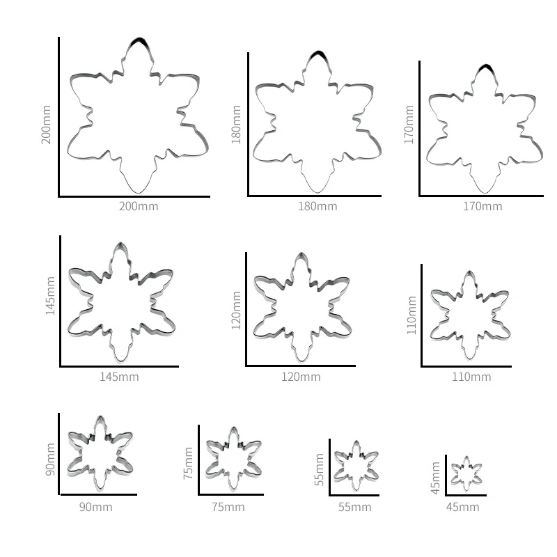 3D Christmas Snowflake Cookie Cutter Stainless Steel Fondant Biscuit Embossing Mold Baking Accessories Kitchen Tools 10pcs/set cookie cutter cookie mould cookie printing mold cookie maker press kit pastry cutter