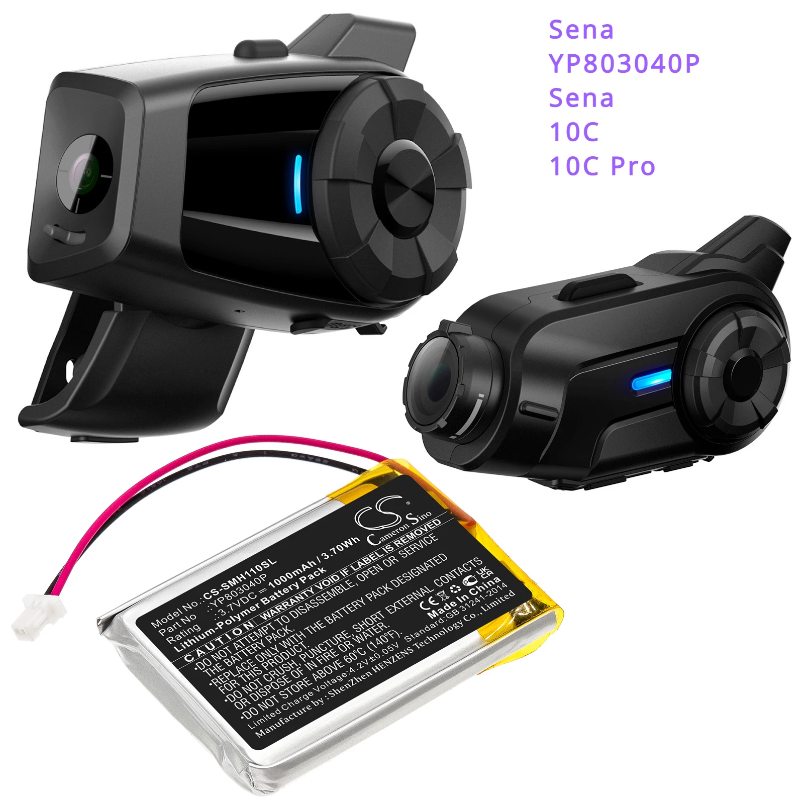 Batteria Per Cuffie Wireless Da 1000Mah Yp803040P Per Sena 10C