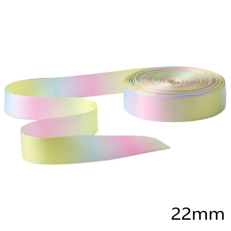 50 Yards/Roll Light Rainbow Colorful Double Sided Ribbon for Hair Bow Making DIY Wedding Party Gift Wrapping