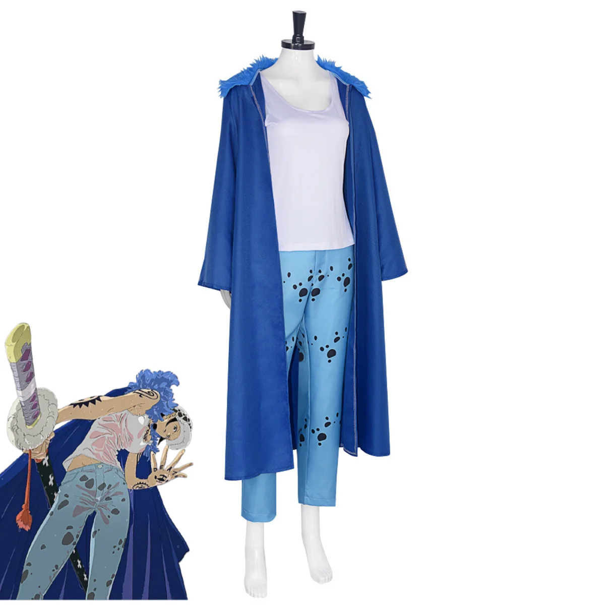 One Piece: Trafalgar Law | Blue Coat Cosplay Costume 24 One Piece Trafalgar Law White Coat Cosplay Costume