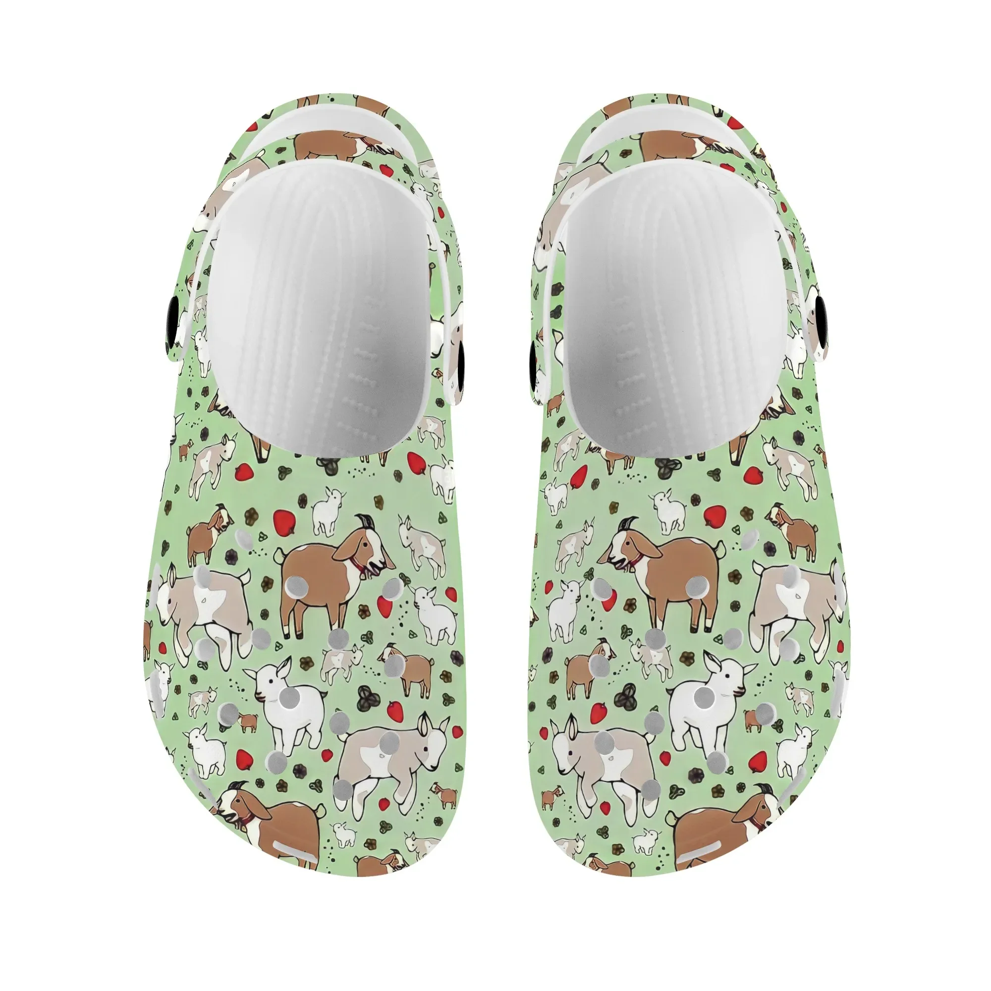 Women Cartoon Goat Pattern Garden Flats Clogs Outdoor Non-Slip Sandals Slippers Casual Beach Walking Shoes Gift Zapatos Mujer