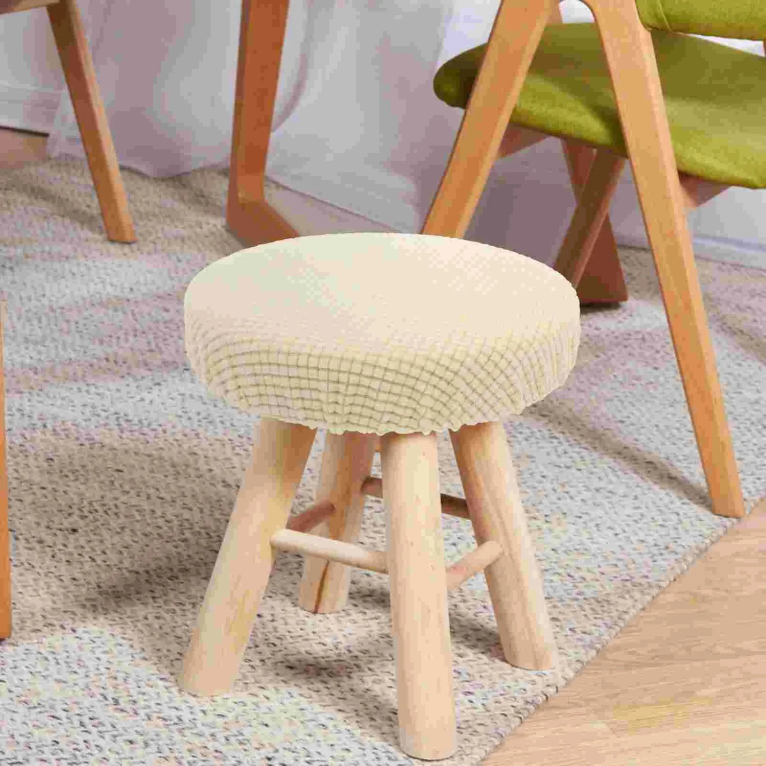 Round Stool Covers Washable Seat Cover Stool Covers Cushion Slipcover Elastic Bands Wooden Metal Swivel Chair