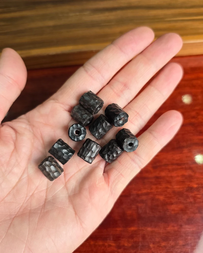 Ebony Barrel Beads Handmade DIY Jewelry Accessories, Collectible Pendant Carving Top Beads, Loose Beads, Spacer Beads