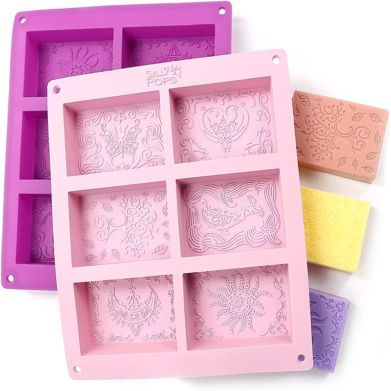 Silicone soap molds 6 cavity square rectangle shape