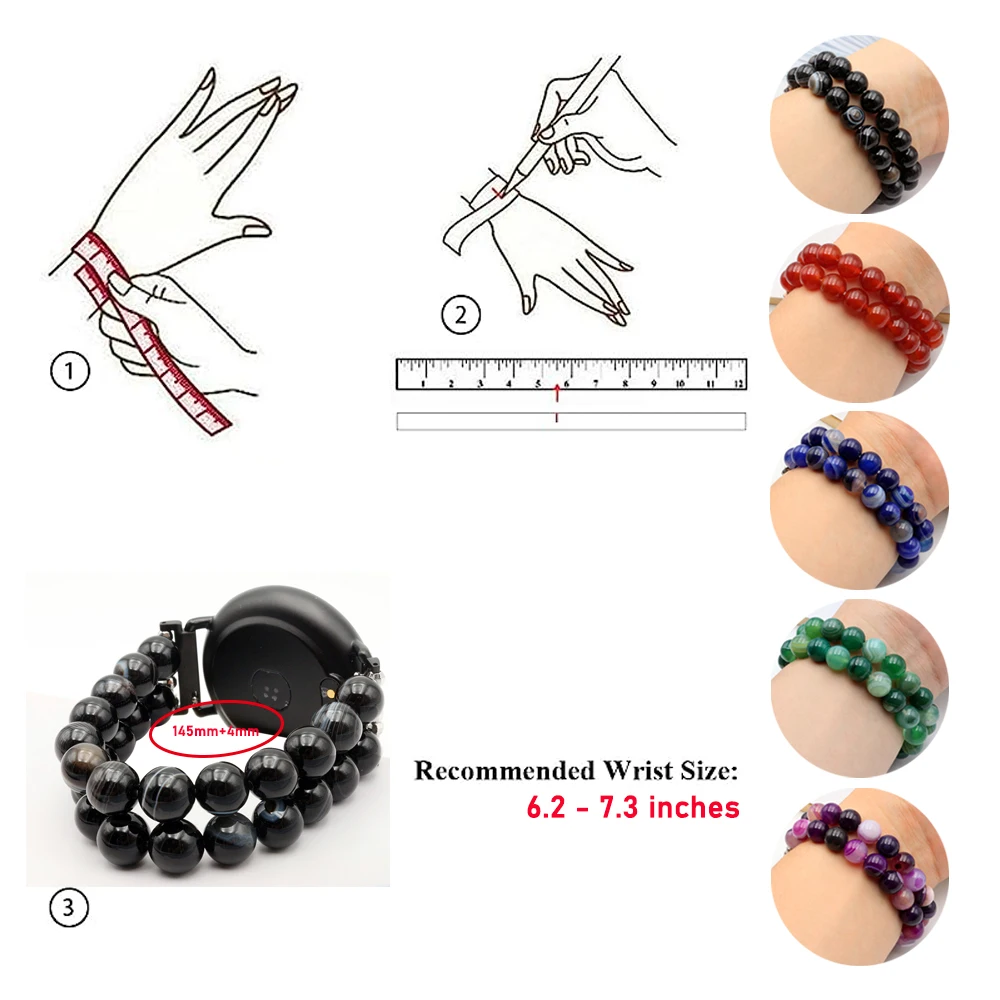 Elegant Beaded Jewelry Smartwatch Strap for Women - 20mm Bracelet Wristband