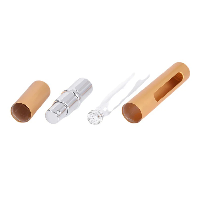 1PC 5/10ml Portable Perfume Bottle Refillable Metal Spray Pump Aluminum Empty Glass Atomizer Travel Women Cosmetic Containers