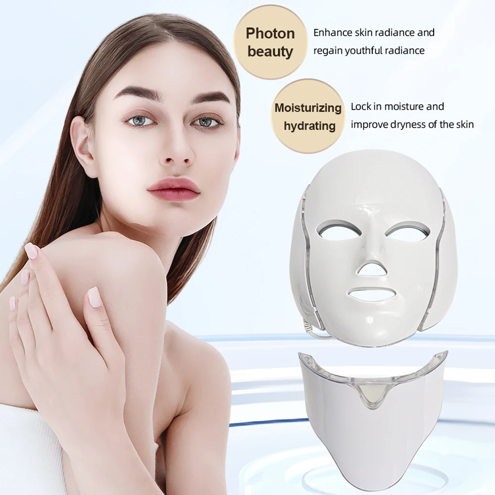 GZAI Face Neck LED Mask 7 Colors LED Light Photon Therapy Mask Skin Brighten Skin Care Home Use Beauty Devices
