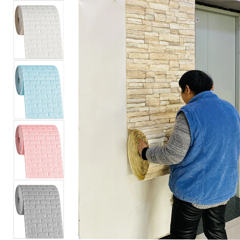 3D Wall Stickers Imitation Brick Waterproof Self adhesive Wallpaper for